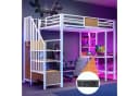 Flieks Hochbett Metall 90x200 mit Schreibtisch Stauraumtreppe LED Bild 3