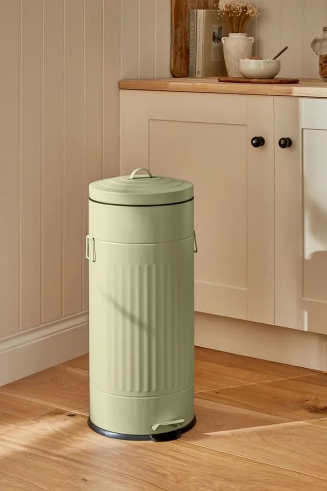 Next Mülleimer Vintage Abfalleimer Softclose 30L Grün Metall