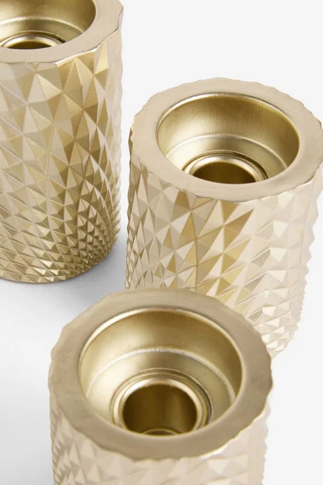 Next Teelichthalter 3er-Set Sechseckig Mehrstufig Gold - Bild 3