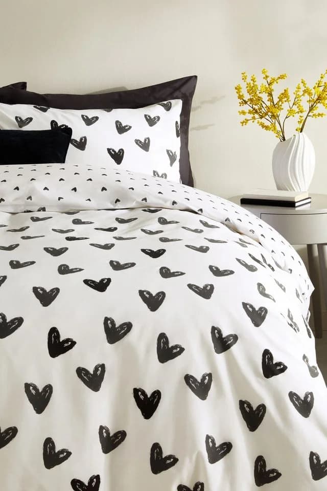Next Bett-Set Wendbar mit Herzmotiv Schwarz/Weiß Baumwolle Polyester - Bild 3