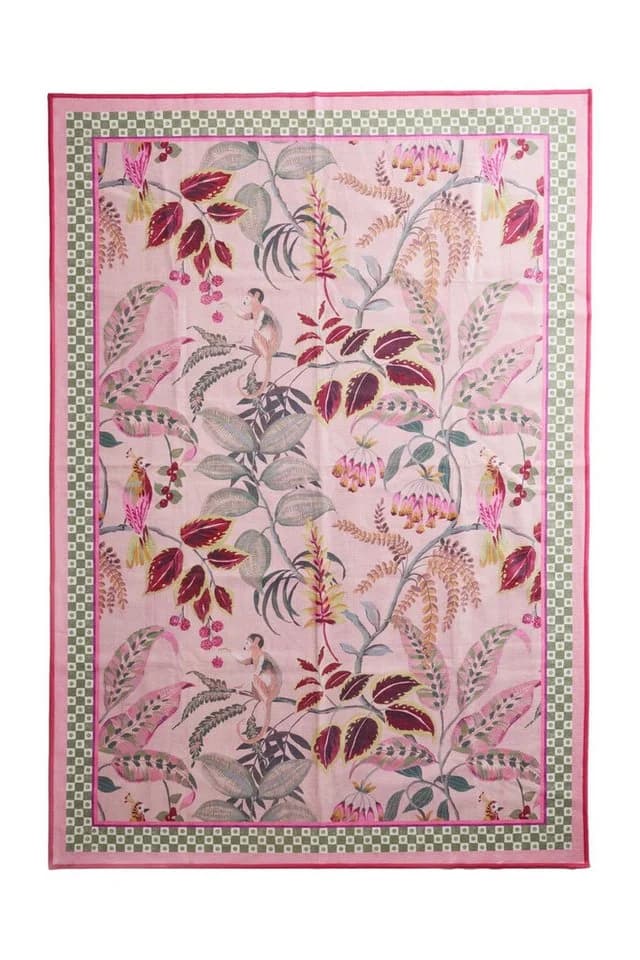 Next Teppich Waschbarer Läufer Blumenmuster Exotischer Affe Rosa - Bild 2