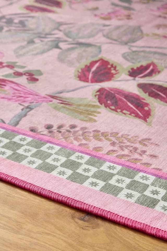 Next Teppich Waschbarer Läufer Blumenmuster Exotischer Affe Rosa - Bild 4