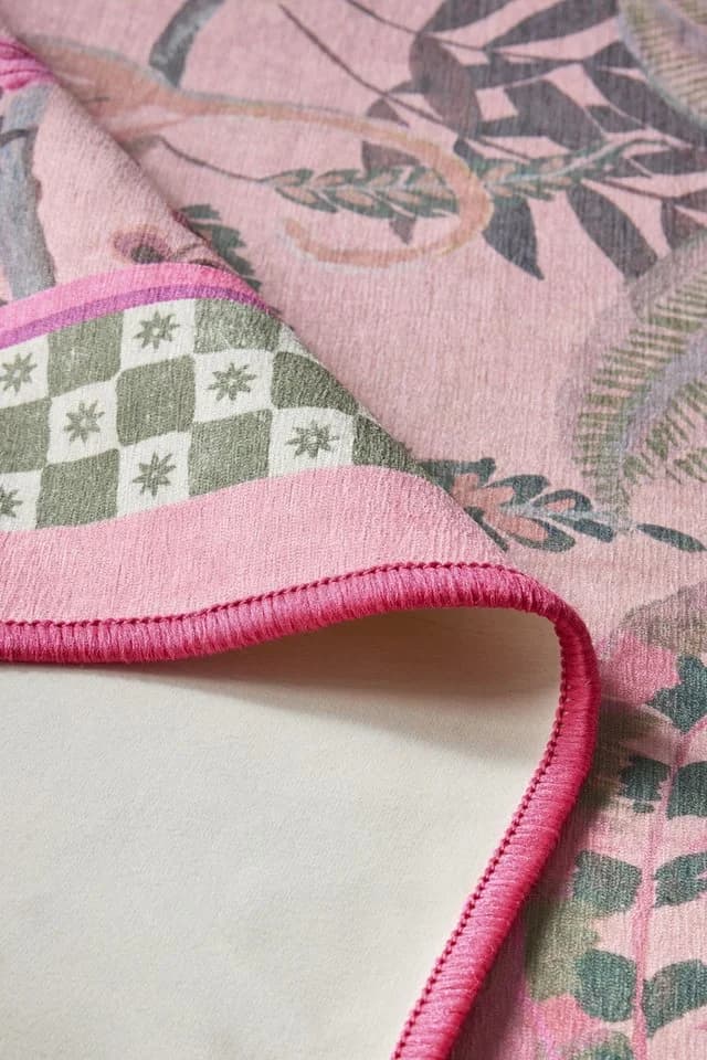 Next Teppich Waschbarer Läufer Blumenmuster Exotischer Affe Rosa - Bild 5