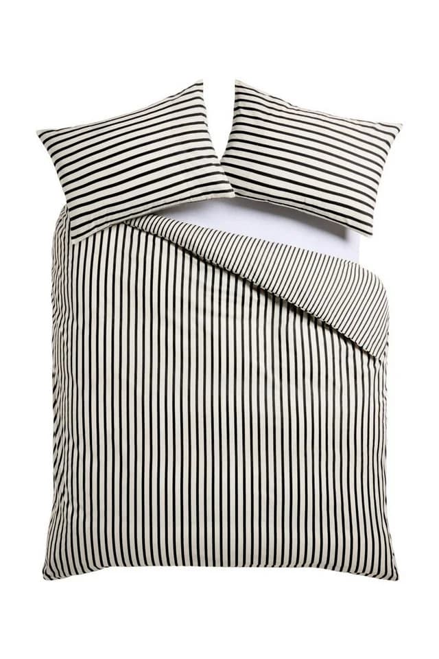 Next Bett-Set mit Bettbezug und Kissenbezug, Schwarz/Natural Slim Stripe - Bild 2