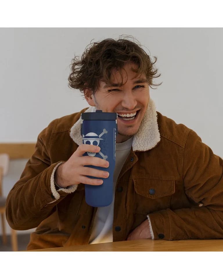 PYRAMID One Piece Tumbler 30 oz blau mit Griff & Strohhalm
