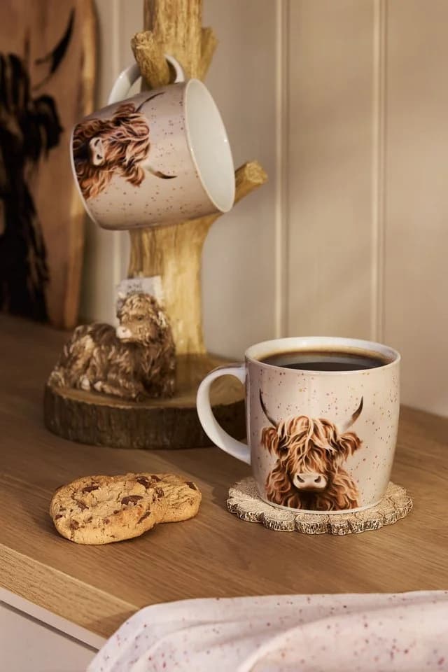 Next Becher 2er-Set Henkeltassen Keramik Hochlandrind Hamish Beige