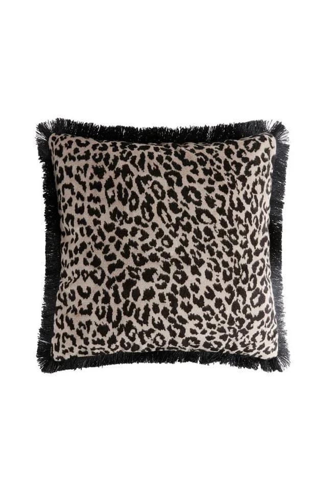 Next Dekokissen Velvet Leopard Fringe 43x43cm Braun/Schwarz - Bild 2