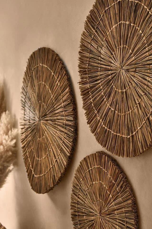 Next Wanddekoobjekt Set of 3 Woven Rattan Wall Plaques Braun - Bild 4