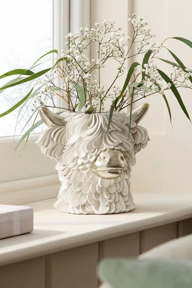 Next Dekovase Vase in Kopfform Hochlandrind Beige