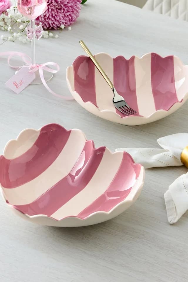 Next Pastaschüsseln in Herzform 2er-Set Steingut Rosa