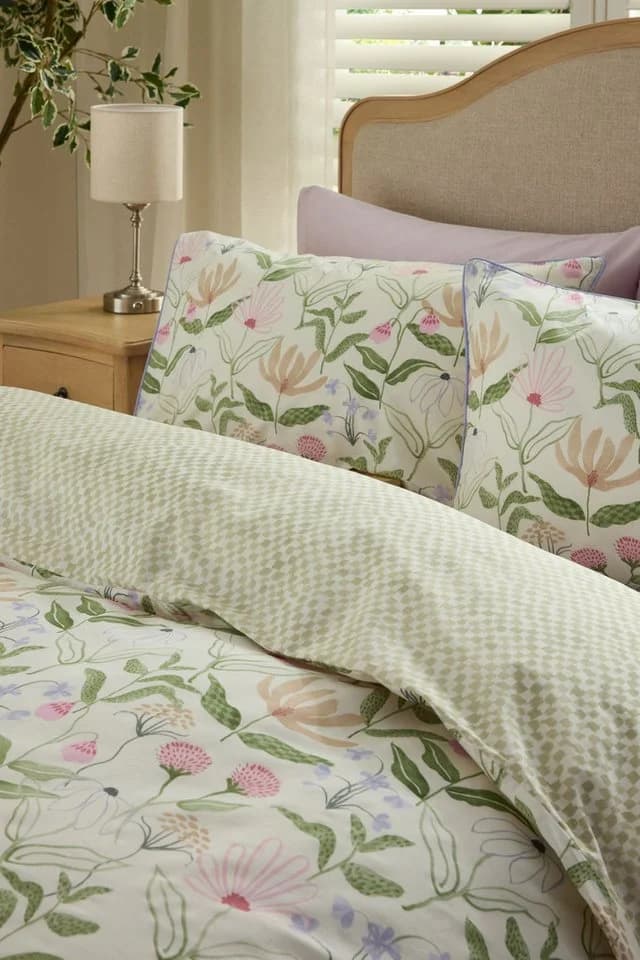 Next Bettgarnitur Blumen-Print Schachbrettmuster Baumwolle