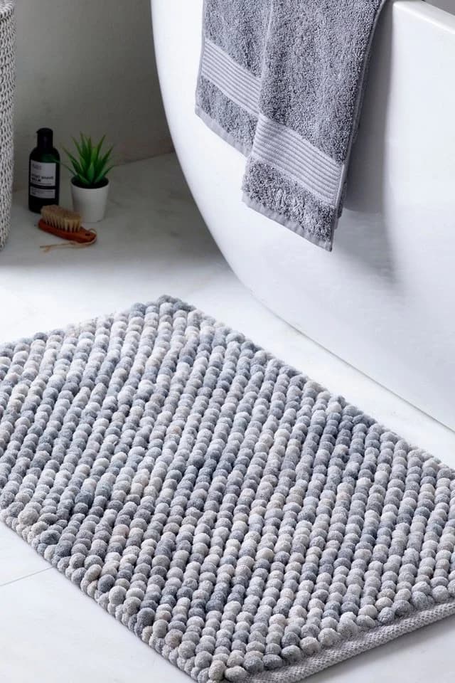 Next Badematte mit riesigen Noppen Grau Marl Polyester Baumwolle - Bild 3