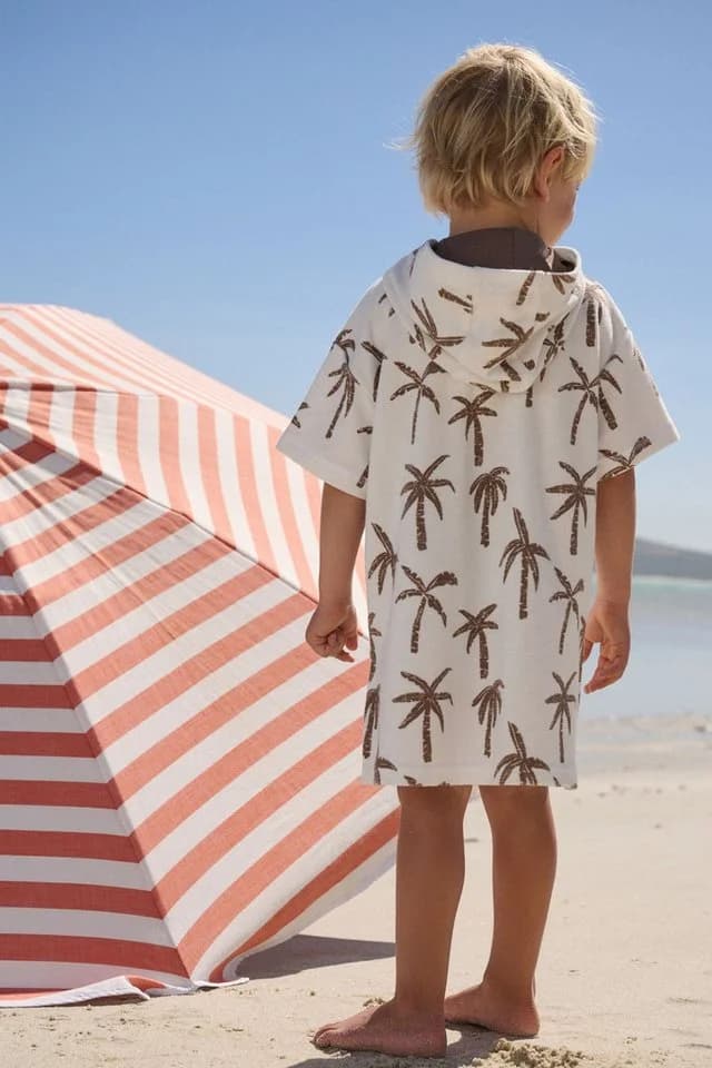 Next Badeponcho Frottee mit Reißverschluss Baumwolle Weiß