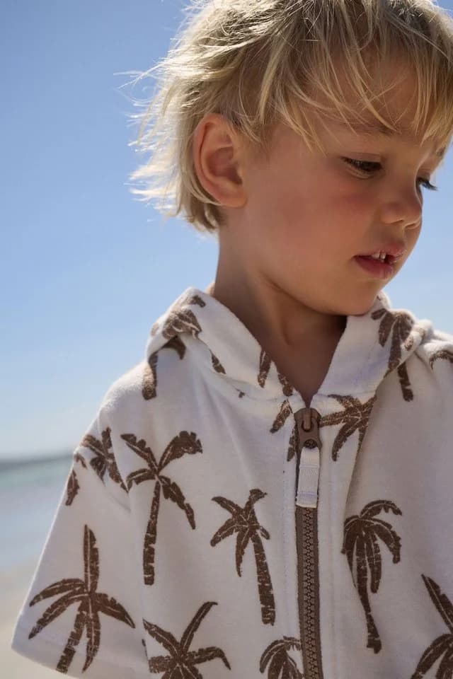 Next Badeponcho Frottee mit Reißverschluss Baumwolle Weiß - Bild 3