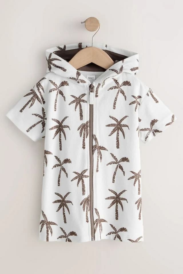Next Badeponcho Frottee mit Reißverschluss Baumwolle Weiß - Bild 5