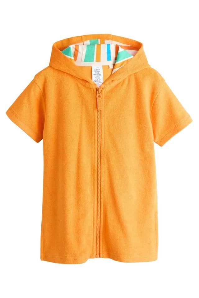 Next Badeponcho Frottee-Cover-up Orange mit Reißverschluss - Bild 2