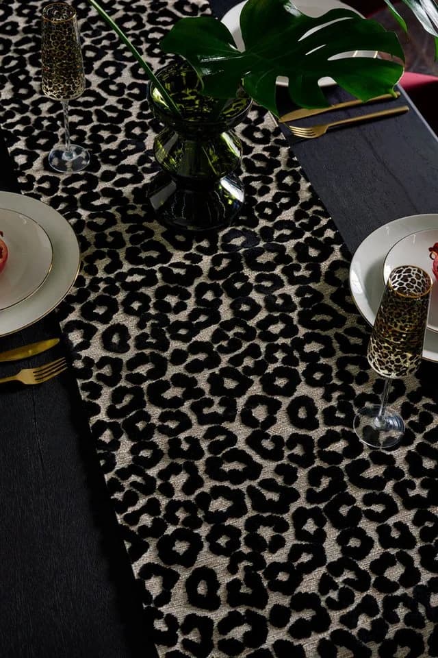 Next Samt-Tischläufer Leoparden-Print Schwarz/Braun