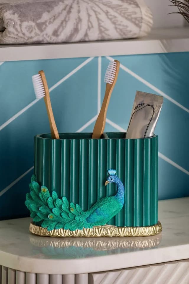 Next Zahnputzbecher Zahnbürstenbehälter Pfau Blau