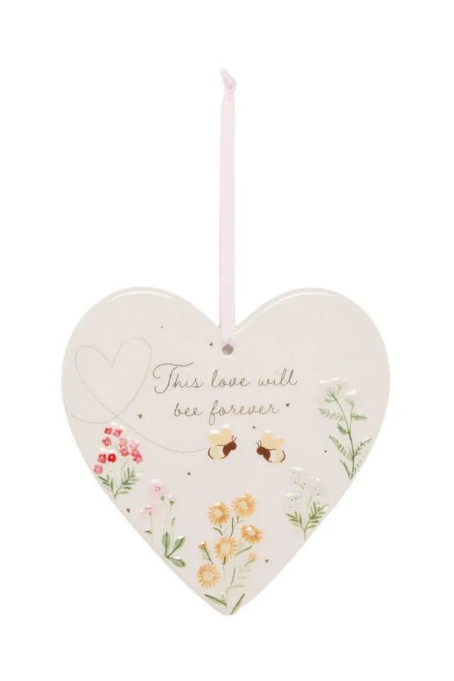 Next Wanddeko Florales Schild „Love“ mit Biene Keramik Beige - Bild 2
