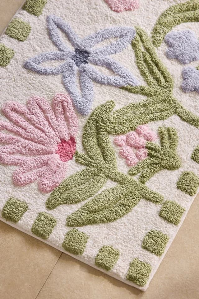Next Badematte Florales Aquarellmotiv Baumwolle