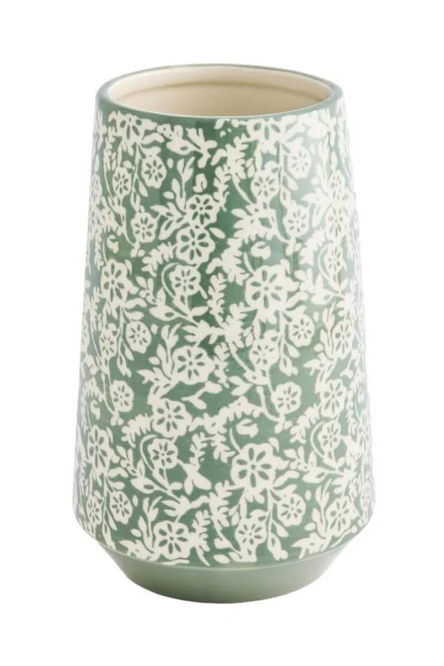 Next Dekovase Keramikvase mit Blumenmuster Grün