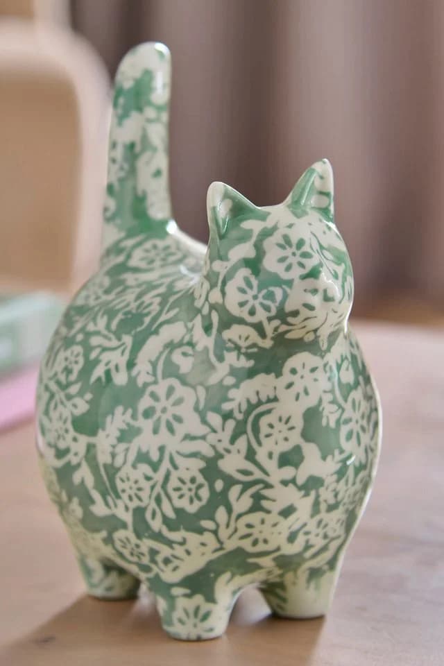 Next Dekoobjekt Geblümtes Keramik-Ornament Katze