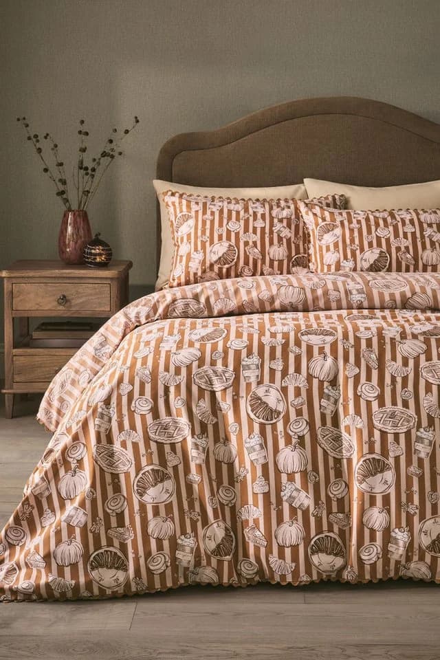 Next Bett-Set Herbst-Süßigkeiten und Kürbis Beige Baumwolle Polyester