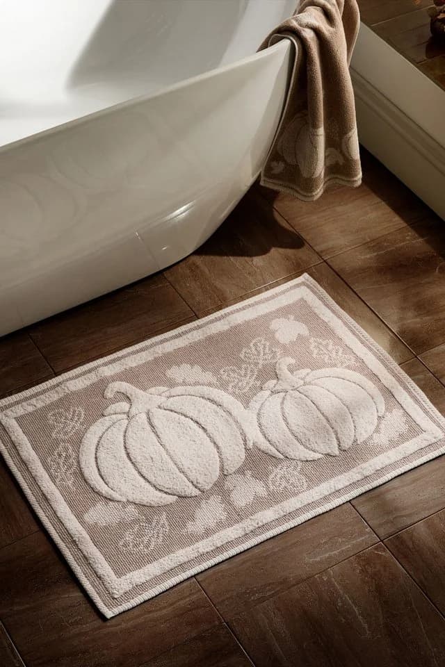 Next Badematte Kürbis und Blumen Orange Baumwolle 80mm
