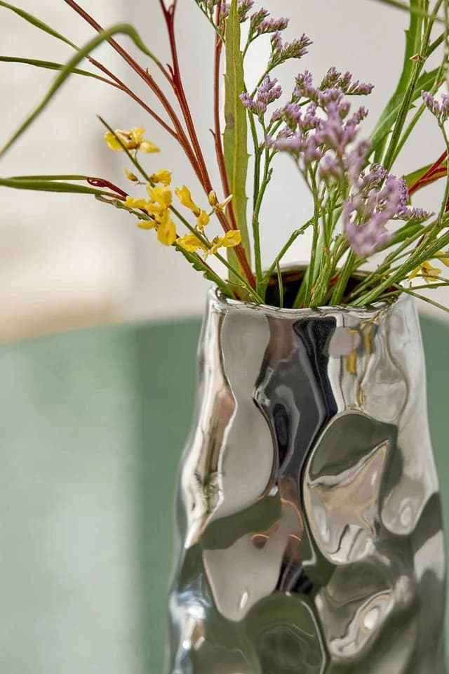 Next Dekovase Moderne Keramik-Knospenvase Silber