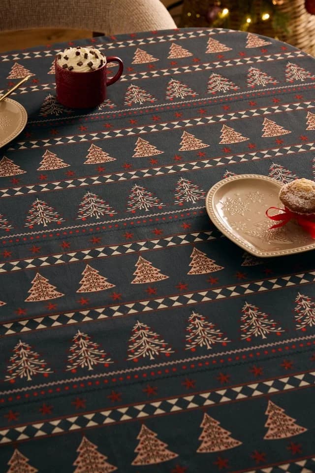 Next Tischdecke Abwischbar Weihnachten Norwegermuster Blau