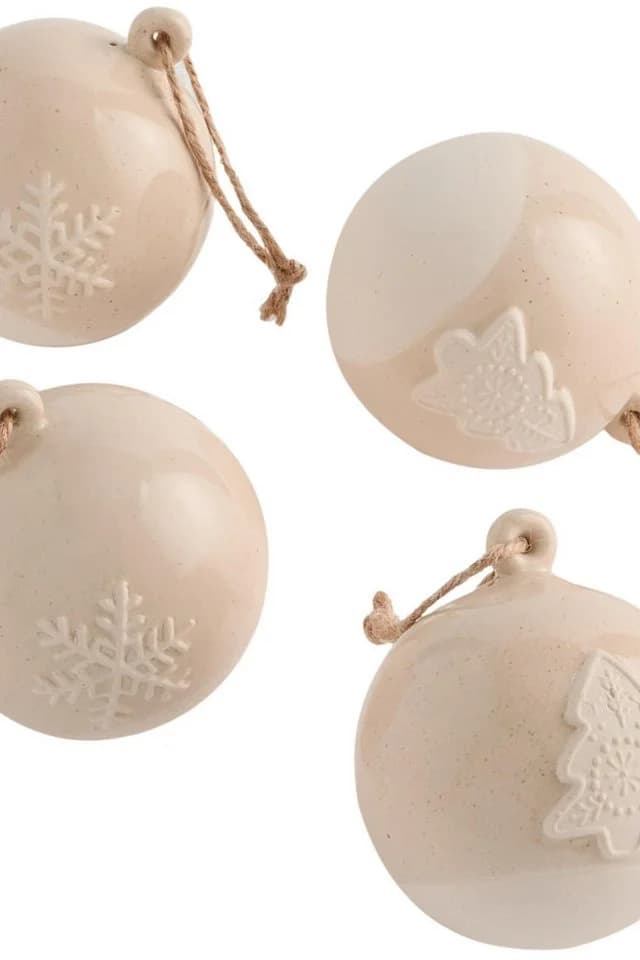 Next Dekokugel Keramik-Weihnachtskugeln 4er-Set Beige - Bild 2