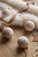 Next Dekokugel Keramik-Weihnachtskugeln 4er-Set Beige Bild 3