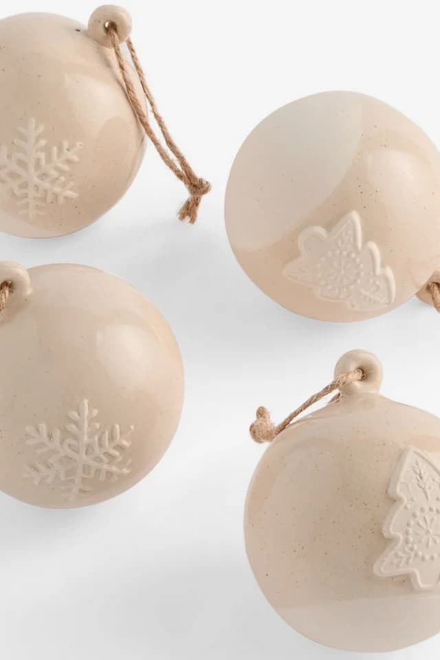 Next Dekokugel Keramik-Weihnachtskugeln 4er-Set Beige - Bild 5