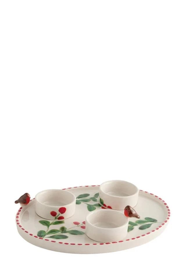 Next Kerzenteller Keramik mit Rotkehlchen-Motiv Beige - Bild 2