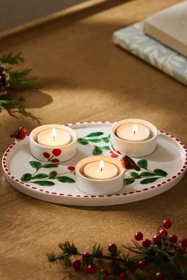 Next Kerzenteller Keramik mit Rotkehlchen-Motiv Beige - Bild 4