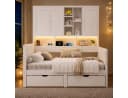 Flieks Holzbett Daybett 90x200cm mit LED, Stauraum & USB Bild 1