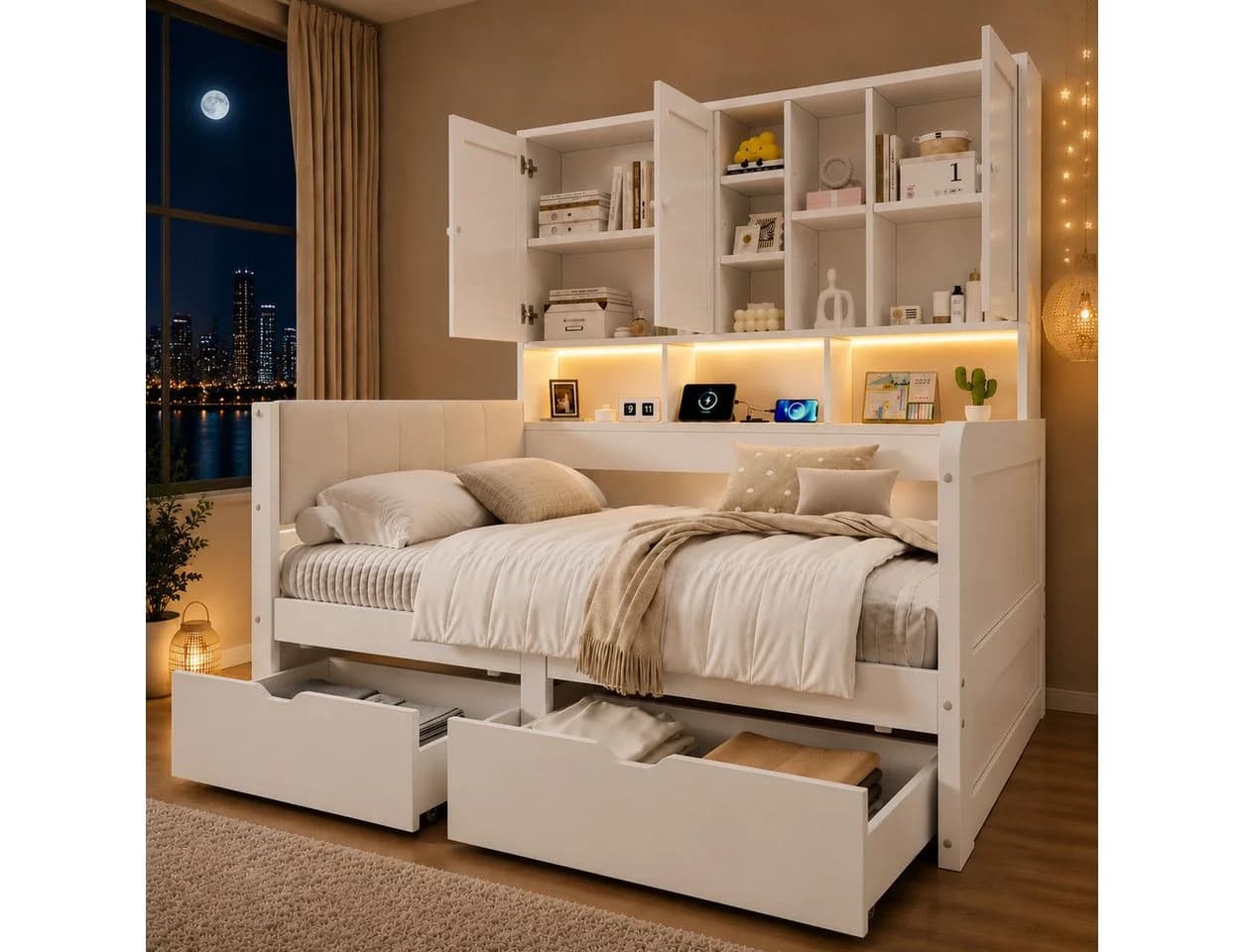 Flieks Holzbett Daybett 90x200cm mit LED, Stauraum & USB - Bild 2