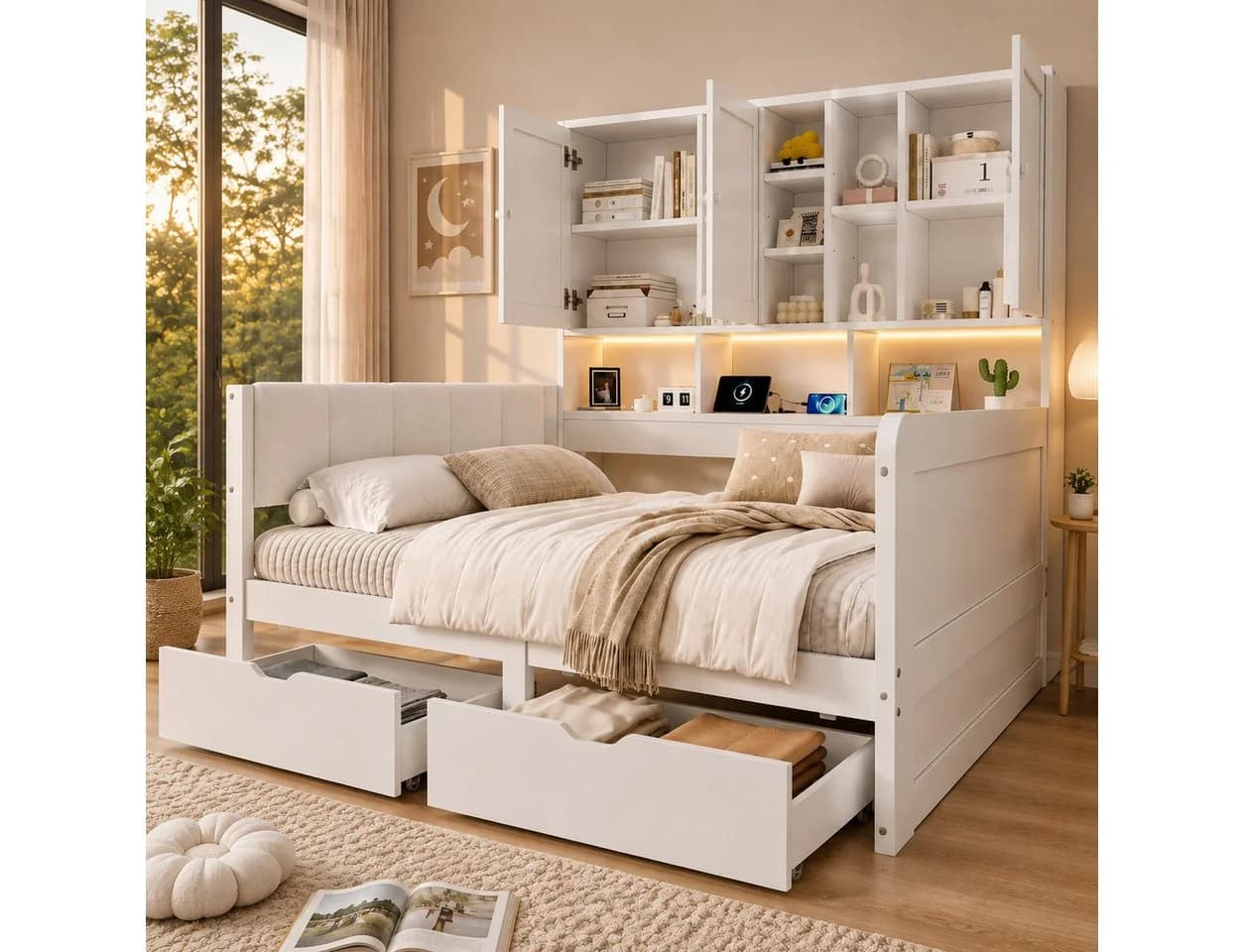 Flieks Holzbett Daybett 90x200cm mit LED, Stauraum & USB - Bild 3