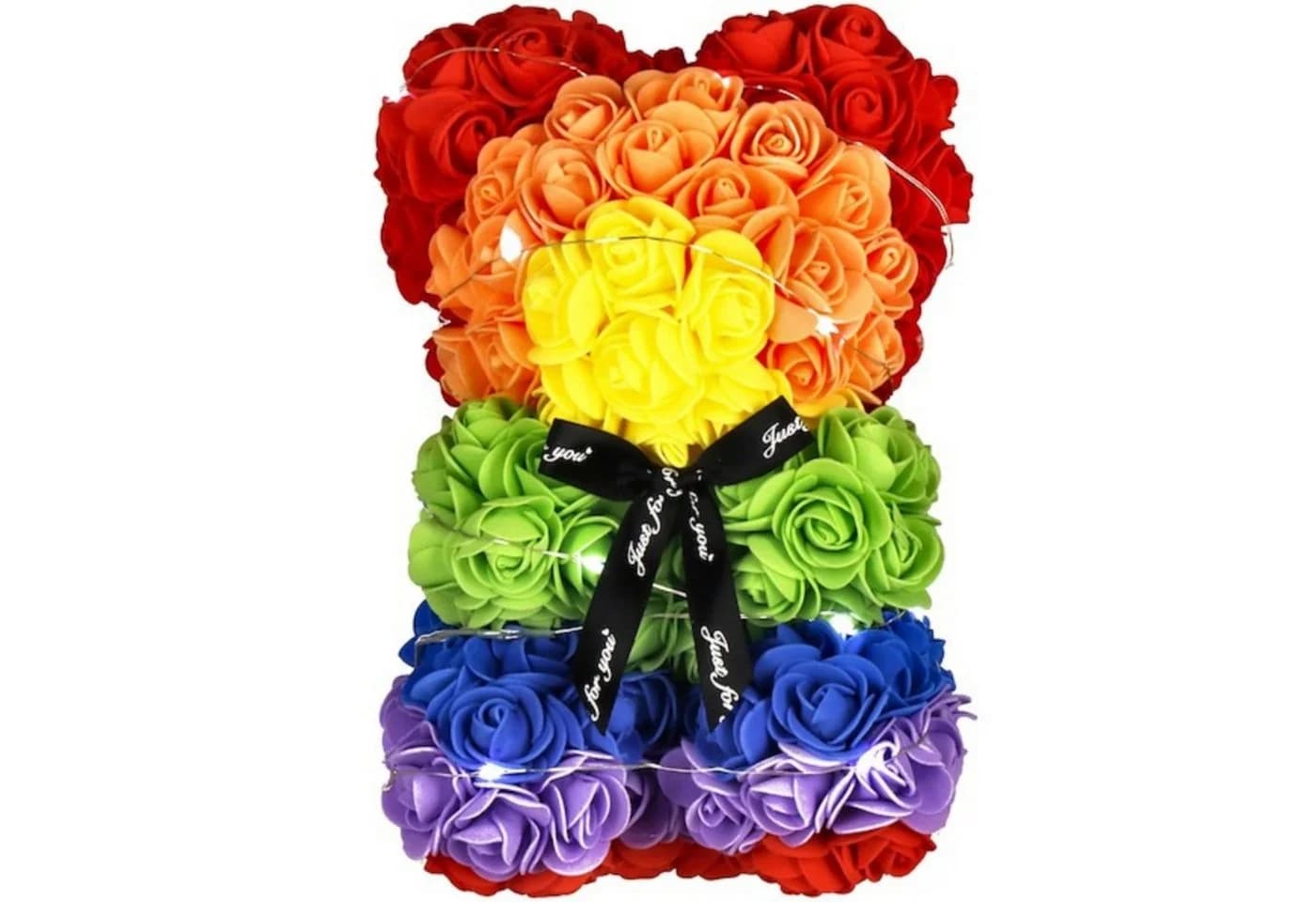 AMORE MIO LED Dekoobjekt Rosenbär 25 cm Regenbogenbeleuchtung