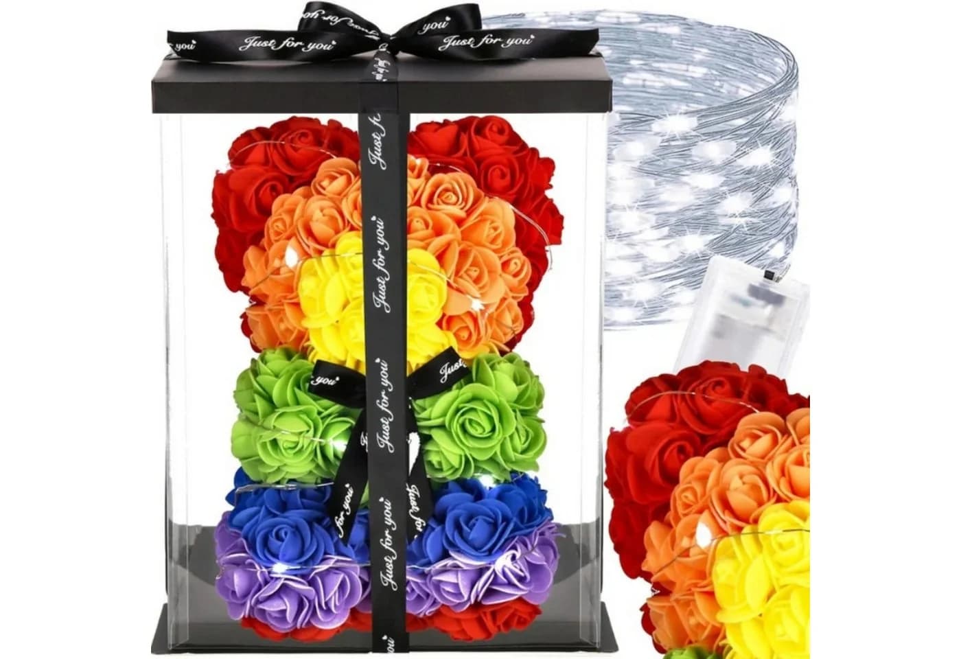 AMORE MIO LED Dekoobjekt Rosenbär 25 cm Regenbogenbeleuchtung - Bild 2