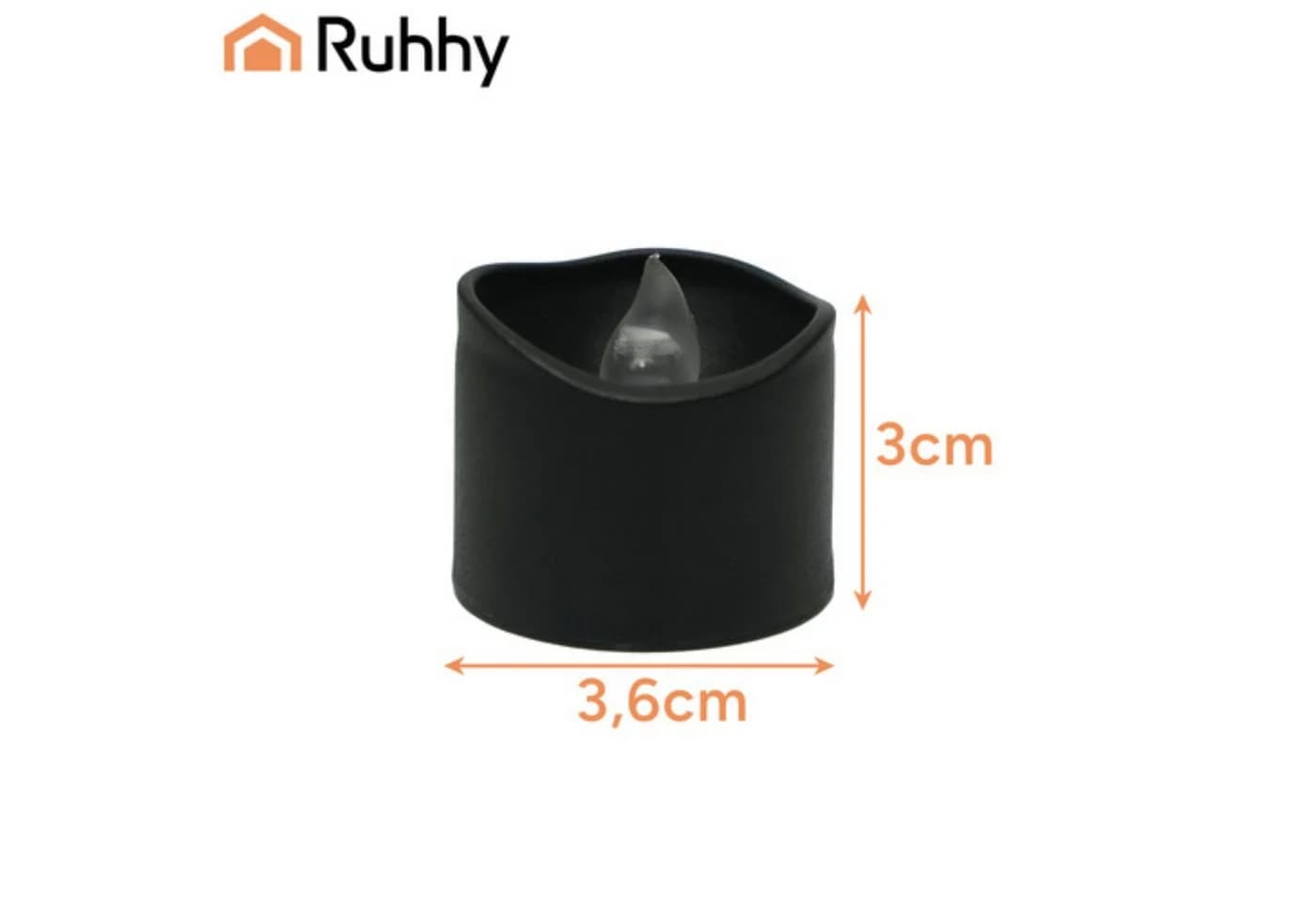Ruhhy LED-Kerze LED Teelichter Set 12 Stück Schwarz Flammeneffekt Batterie