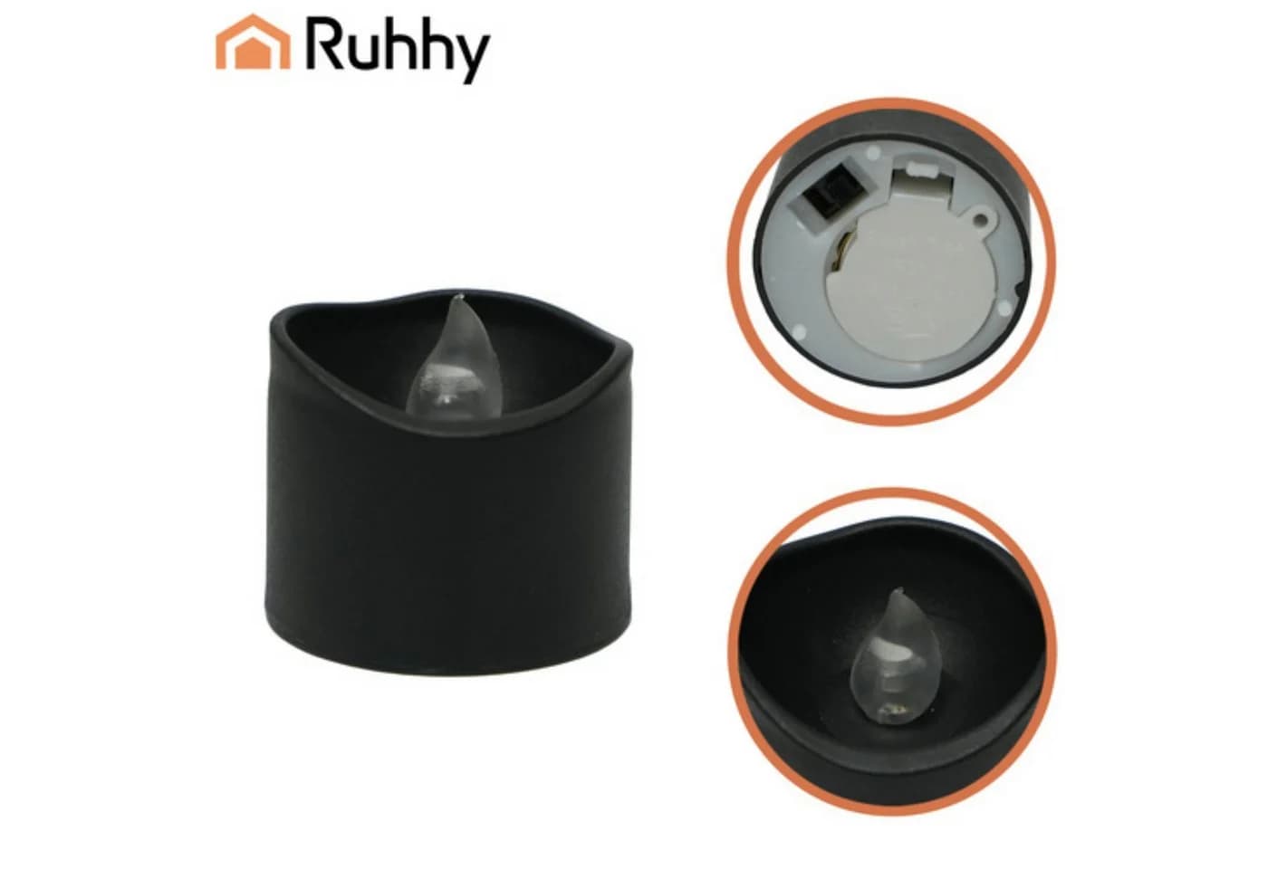 Ruhhy LED-Kerze LED Teelichter Set 12 Stück Schwarz Flammeneffekt Batterie - Bild 4