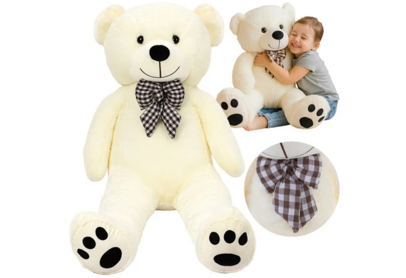 KRUZZEL Kuscheltier Teddybär 100 cm Plüschtier mit Schleife - Bild 2