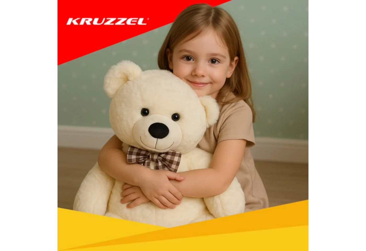 KRUZZEL Kuscheltier Teddybär 100 cm Plüschtier mit Schleife - Bild 5