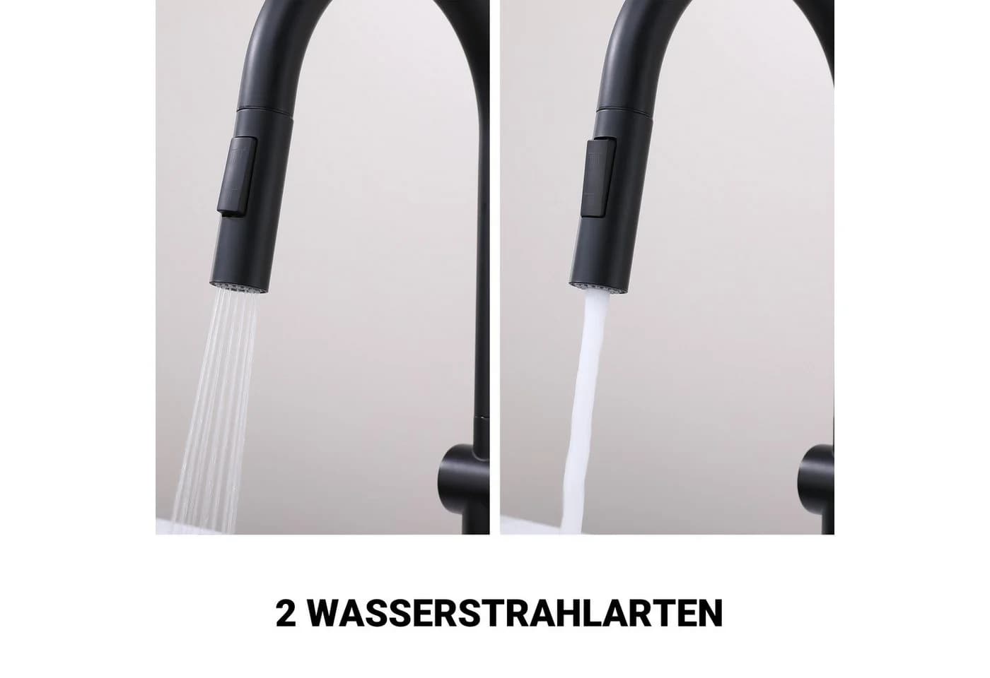 AICA Küchenarmatur Schwarz Ausziehbar 360° drehbar - Bild 3
