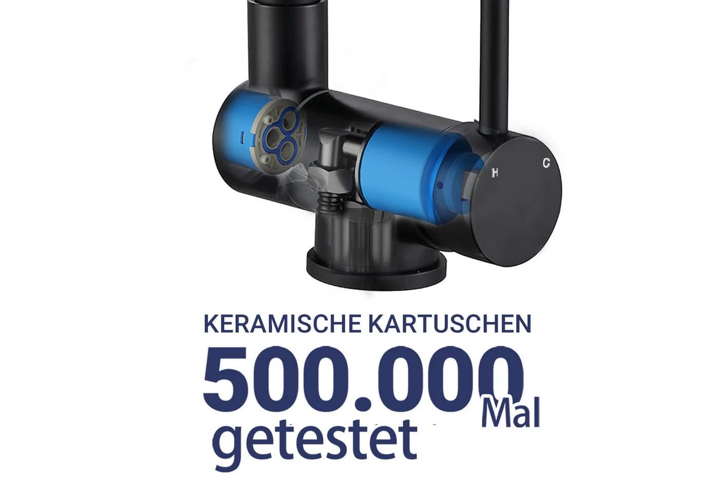 AICA Küchenarmatur Schwarz 360° Dreh & 90° Klappfunktion Edelstahl - Bild 4