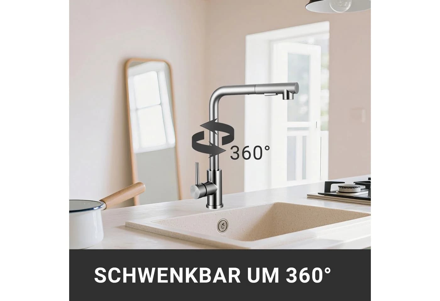 Duschparadies Ausziehbare Küchenarmatur 304 Edelstahl Chrom