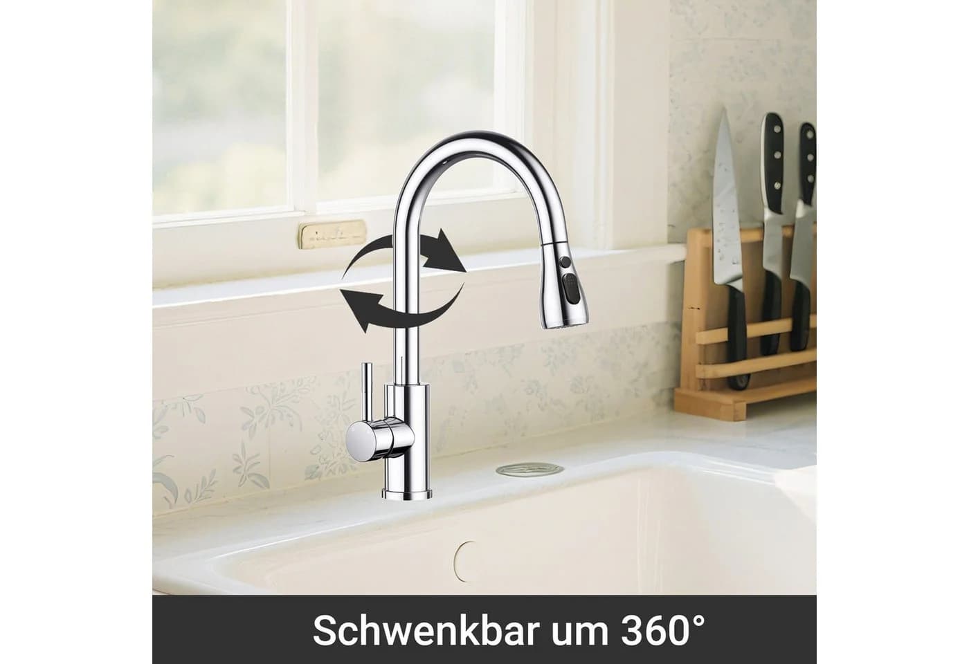 Duschparadies Küchenarmatur mit Ausziehfunktion & 360° Drehkopf Edelstahl - Bild 3