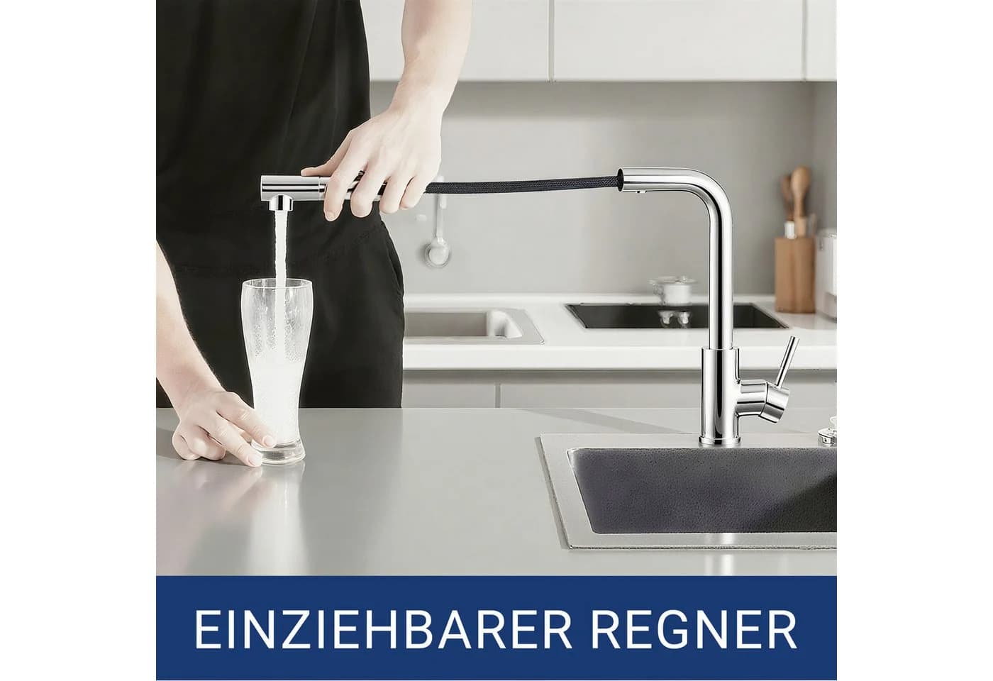 AICA Küchenarmatur mit ausziehbarer Brause & Einhandbedienung - Bild 4