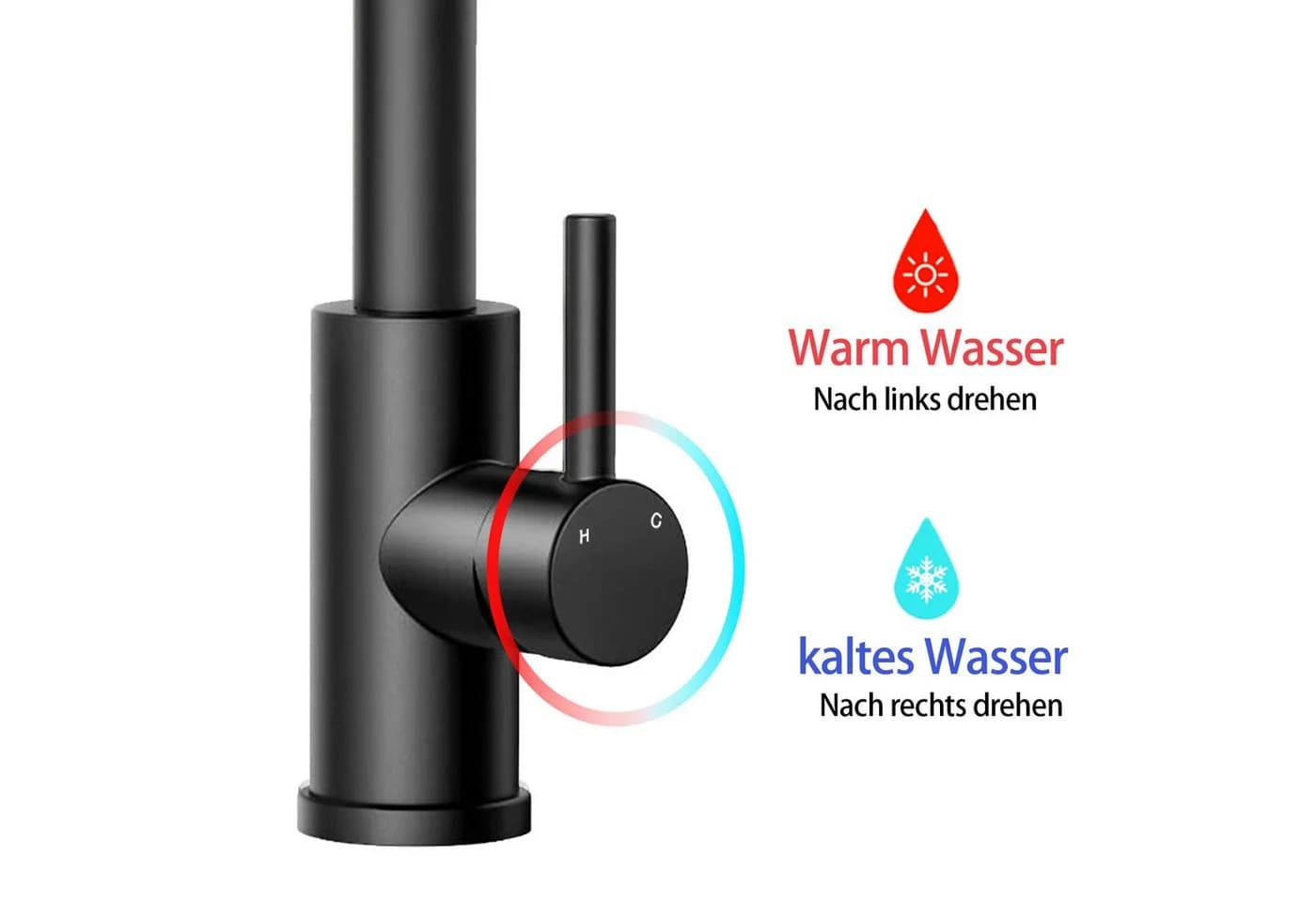 AICA Küchenarmatur Hochdruck ausziehbar 360° schwenkbar - Bild 5